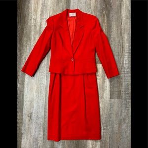 Pendleton Vintage Red Pure Virgin Wool Skirt Suit Jacket Set